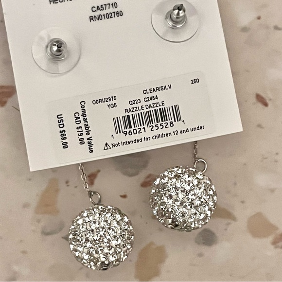 🏷️ kate spade ♠️• razzle dazzle linear dangling silver rhinestone earrings - Picture 12 of 16